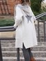 White Plain Long Sleeve Hoodie Fleece Coat