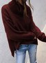 Black-Brown Turtleneck Casual Solid plus size Sweater
