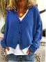 Fashion Solid Cardigan Wool Blend Sweater