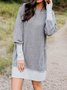 Cotton-Blend Long Sleeve Casual Knitting Tunic Dress