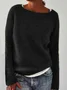 Women Casual Crew Neck Acrylic Long Sleeve Sweater Pullovers