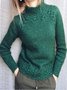 Women Turtleneck Solid Knit Vintage Sweater