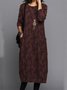 Vintage Printed Winter Jersey Long sleeve Loose Crew Neck Long Dresses for Women