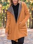 Orange Long Sleeve Plain Paneled Wool Blend Jacket