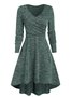 Casual Plus Size Long Sleeve V Neck Knitting Dress
