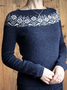 Blue Cotton-Blend Long Sleeve Round Neck Tunic Sweater Knit Jumper