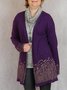 Women Deep Purple Long Sleeve Knitted Knit coat