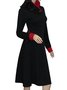Black Stand Collar Solid Long Sleeve Casual Plus Size Knitting Dress