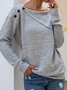 Buttoned Solid Long Sleeve Cotton-Blend Topknitwear & Tunic Sweater Knit Jumper