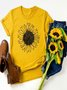 Vintage Short Sleeve Sunflower Printed Plus Size Casual Tops