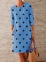 Buttoned Polka Dots Casual Weaving Dress
