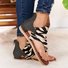 Women Leopard Canvas Fabric Super Posh Gladiator Comfy Sandals