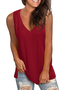 Solid Casual Sleeveless Cotton-Blend Tank Top