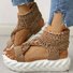 Knitted Cutout Crisscross Muffin Sandals