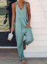 Casual Plus Size V Neck Sleeveless Jumpsuit Overalls Jumpsuit & Romper