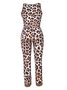 Leopard-Print Casual Sleeveless Stretchy Jumpsuits