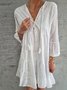 Solid V Neck Casual Weaving Dress
