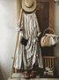 Vintage Striped Plus Size Long Sleeve Casual Weaving Dress