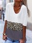 White Casual Daily Leopard-Print Short Sleeve Shirts & Tops