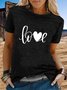 Vintage Short Sleeve Love Letter Printed Crew Neck Plus Size Casual Tops