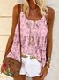 Cotton-Blend Casual Sleeveless Dip-Dyed Tops