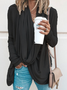 Spring/Fall Cowl Neck Asymmetrical Solid Casual T-shirt