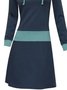 Blue Color-Block Casual Cotton-Blend Knitting Dress