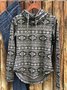 Black Cowl Neck Printed Casual Long Sleeve Sweatshirtss