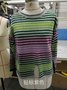 Casual Vintage Crew Neck Knitted Striped Shirts & Tops