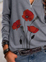 Floral Long Sleeve Shift Knitted Tops