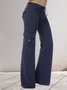 Stretch Solid Color Yoga Pants With Button Pockets