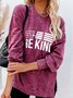 Rose Red Long Sleeve Letter Sweatshirts
