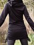 Black Vintage Printed Drawstring Hoodie Long Sleeve Knitting Dress