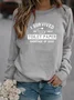 Vintage Statement Letter Printed Long Sleeve Crew Neck Casual Top