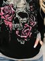 Pure color hooded skull print Halloween casual warm sweater