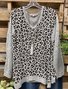 Casual Long Sleeve Color-Block Leopard Tunic T-Shirt