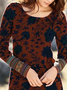 Plus size Floral Long Sleeve Knitting Dress