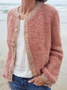 Plus size Casual Solid Knitted Outerwear