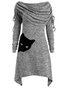Long Sleeve Printed Cotton Knitting Dress