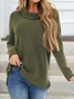 Plus size Solid Casual Long Sleeve Sweater