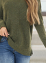 Plus size Solid Casual Long Sleeve Sweater
