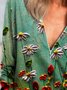 New Women Fashion Plus Size Holiday Vintage Floral Long Sleeve Casual V Neck Tops