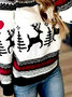 Women Geometric Vacation Spring Acrylic Party Christmas Long sleeve Crew Neck Sweater