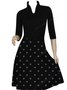 Half Sleeve Polka Dots Cotton-Blend Knitting Dress