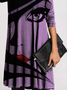 Casual Printed Polyester Fibre Long Sleeve Knitting Dress