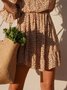 Long Sleeve V Neck Vintage Floral Weaving Dress