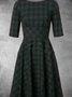 Plus Size Casual Vintage Plaid V Neck Weaving Dress