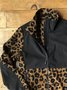 Vintage Leopard Printed Paneled Long Sleeve Zipper Plus Size Statement Casual Outwear