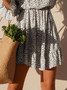 V Neck A-line Long Sleeve Floral Summer Weaving Dress