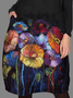 Casual Crew Neck Floral Weaving Dress